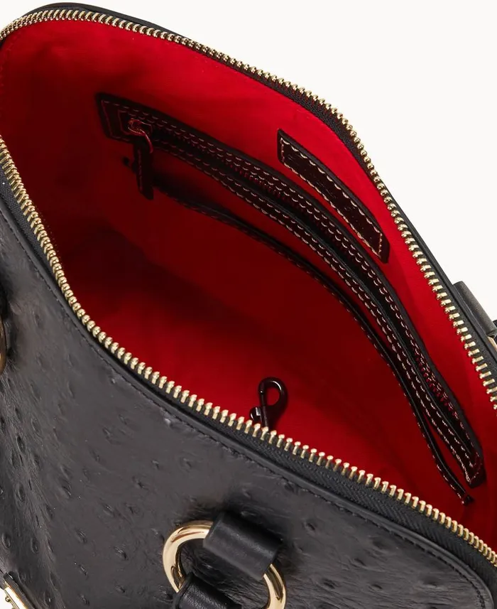 Dooney and Bourke Ostrich Domed Satchel Black WomenMen Satchels