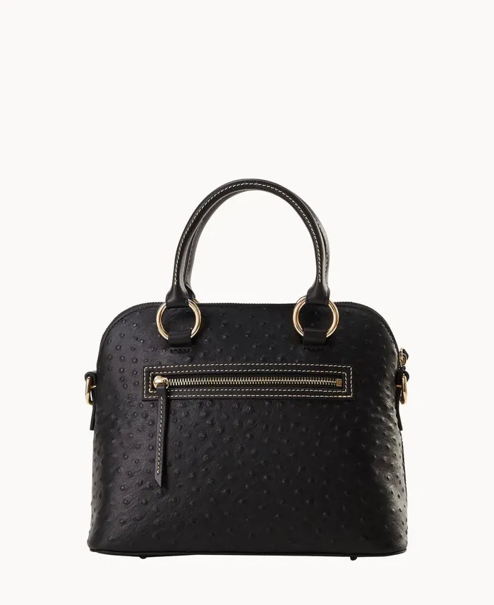 Dooney and Bourke Ostrich Domed Satchel Black WomenMen Satchels
