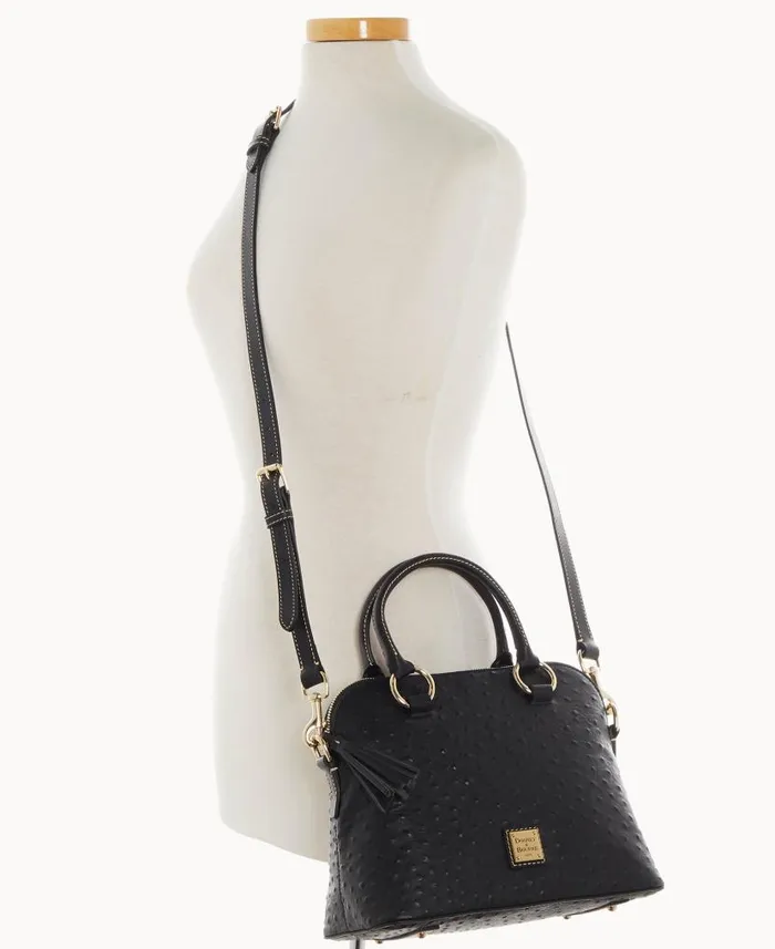 Dooney and Bourke Ostrich Domed Satchel Black WomenMen Satchels