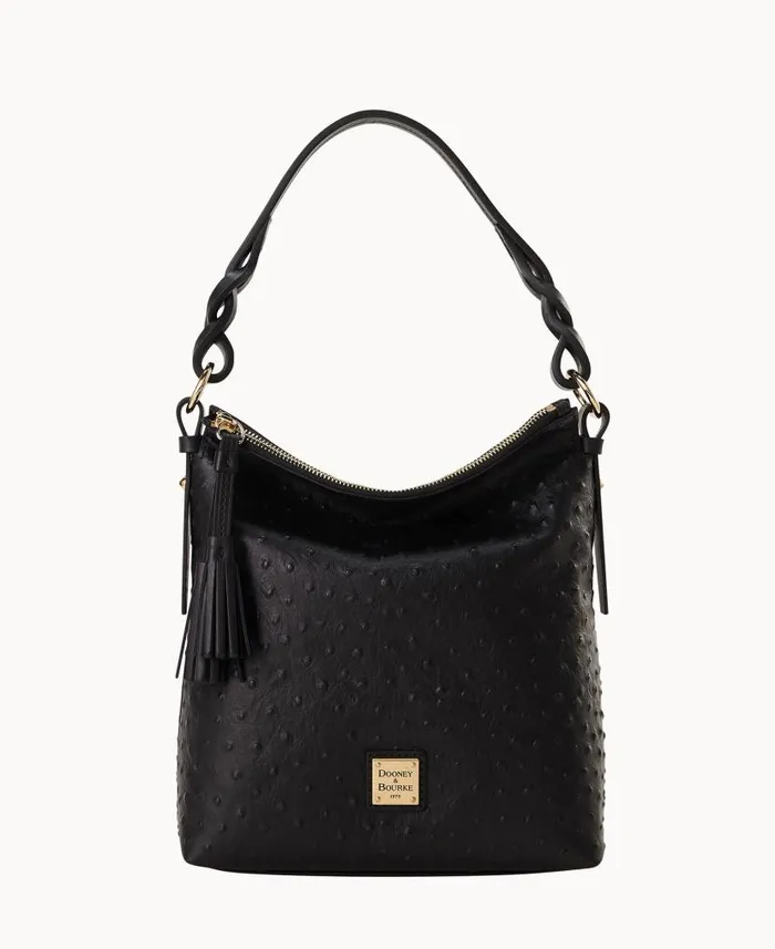 Dooney and Bourke Ostrich Randy Black WomenMen Shoulder Bags