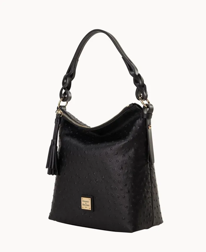 Dooney and Bourke Ostrich Randy Black WomenMen Shoulder Bags