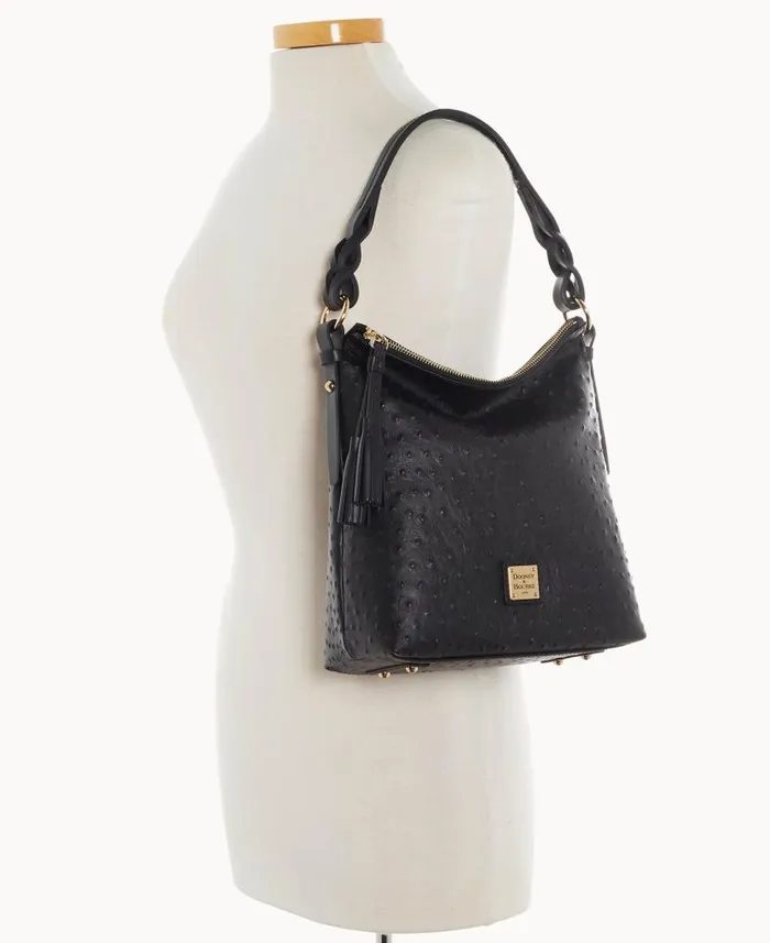 Dooney and Bourke Ostrich Randy Black WomenMen Shoulder Bags