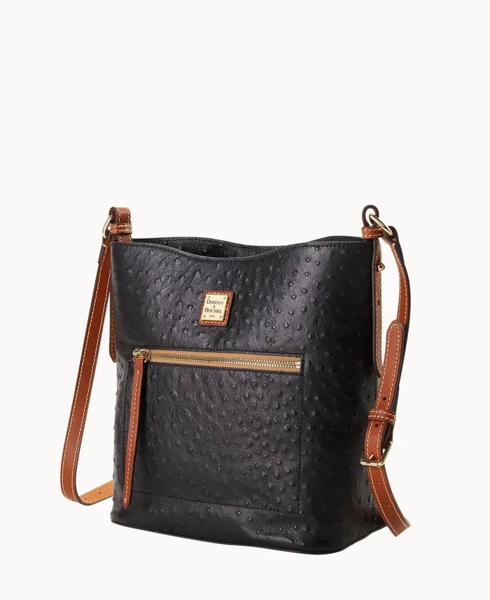 Dooney and Bourke Ostrich Ridley Black WomenMen Shoulder Bags
