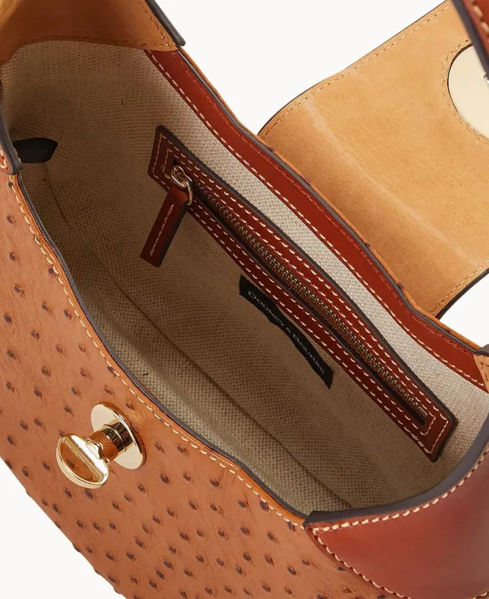 Dooney and Bourke Ostrich Turnlock Hobo 26 Caramel WomenMen Shoulder Bags