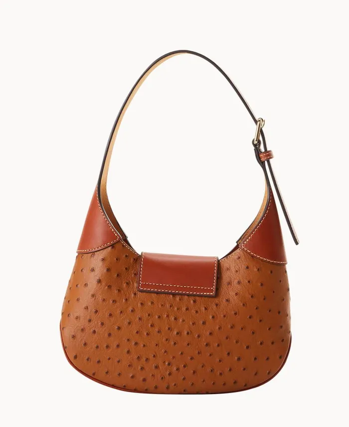 Dooney and Bourke Ostrich Turnlock Hobo 26 Caramel WomenMen Shoulder Bags