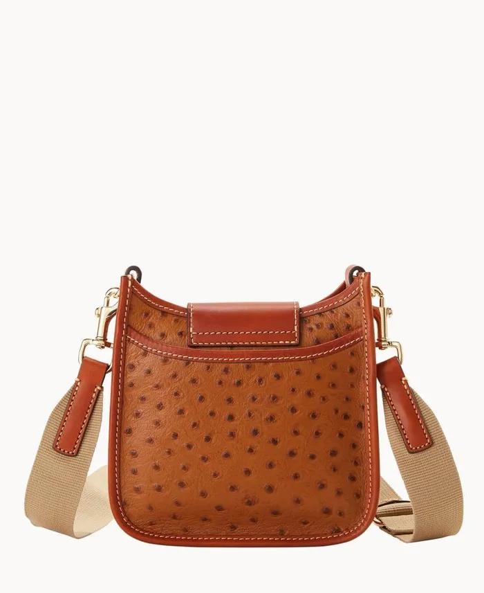Dooney and Bourke Ostrich Turnlock Messenger 20 Caramel WomenMen Mini Bags