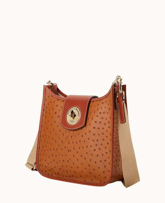 Dooney and Bourke Ostrich Turnlock Messenger 28 Caramel WomenMen Shoulder Bags Dooney and Bourke Ostrich Turnlock Messenger 28 Caramel WomenMen Shoulder Bags