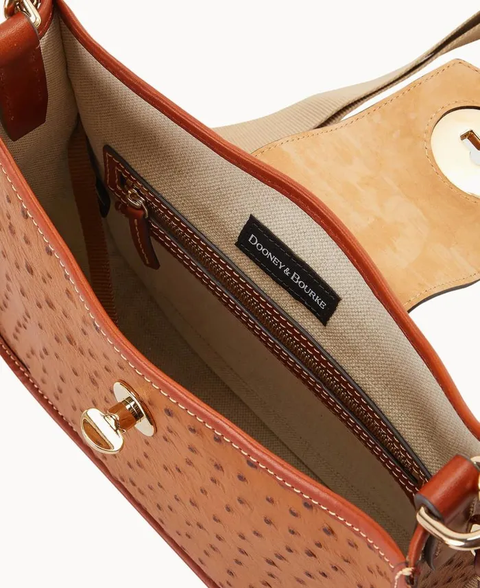 Dooney and Bourke Ostrich Turnlock Messenger 28 Caramel WomenMen Shoulder Bags Dooney and Bourke Ostrich Turnlock Messenger 28 Caramel WomenMen Shoulder Bags