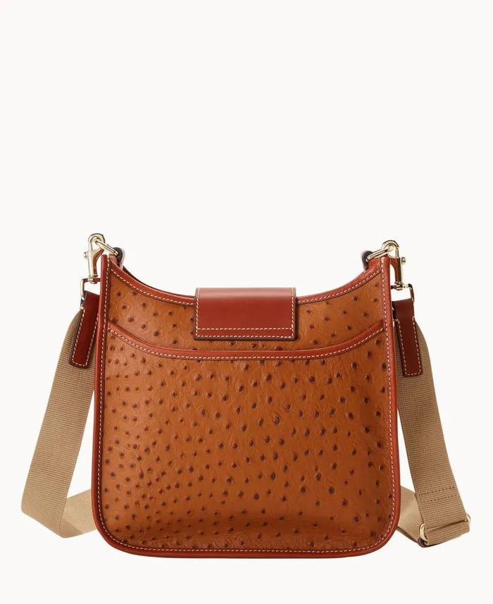Dooney and Bourke Ostrich Turnlock Messenger 28 Caramel WomenMen Shoulder Bags Dooney and Bourke Ostrich Turnlock Messenger 28 Caramel WomenMen Shoulder Bags