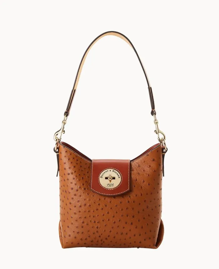 Dooney and Bourke Ostrich Turnlock Sac 22 Caramel WomenMen Shoulder Bags