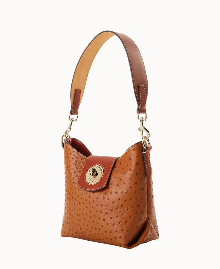 Dooney and Bourke Ostrich Turnlock Sac 22 Caramel WomenMen Shoulder Bags