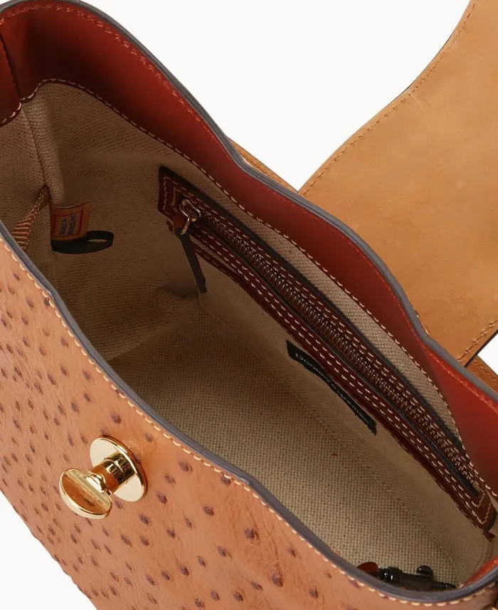 Dooney and Bourke Ostrich Turnlock Sac 22 Caramel WomenMen Shoulder Bags