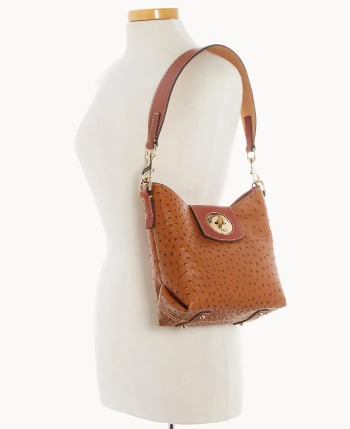 Dooney and Bourke Ostrich Turnlock Sac 22 Caramel WomenMen Shoulder Bags