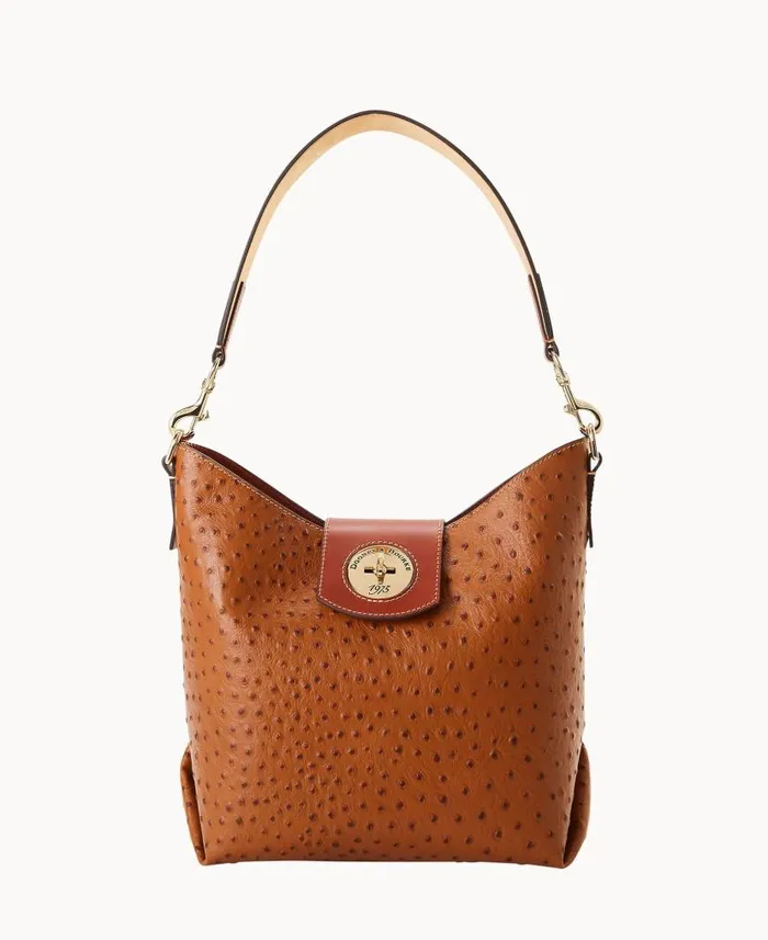 Dooney and Bourke Ostrich Turnlock Sac 30 Caramel WomenMen Shoulder Bags