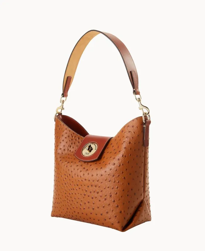 Dooney and Bourke Ostrich Turnlock Sac 30 Caramel WomenMen Shoulder Bags