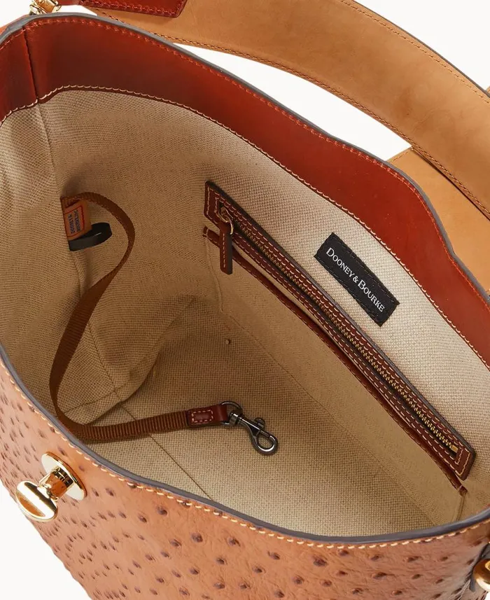 Dooney and Bourke Ostrich Turnlock Sac 30 Caramel WomenMen Shoulder Bags