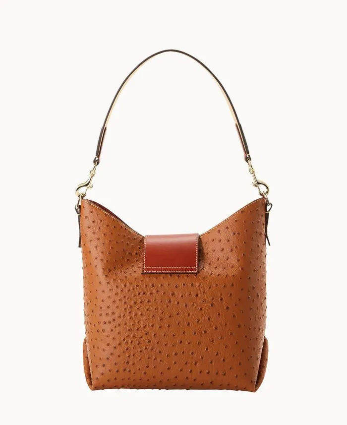 Dooney and Bourke Ostrich Turnlock Sac 30 Caramel WomenMen Shoulder Bags