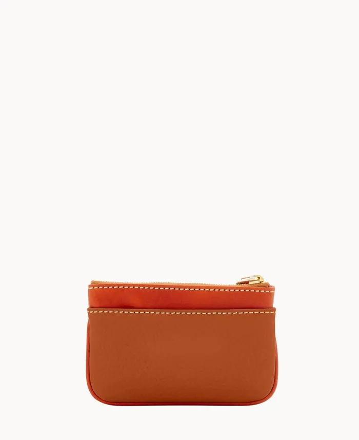 Dooney and Bourke Pebble Grain Coin Case Caramel WomenMen Wallets