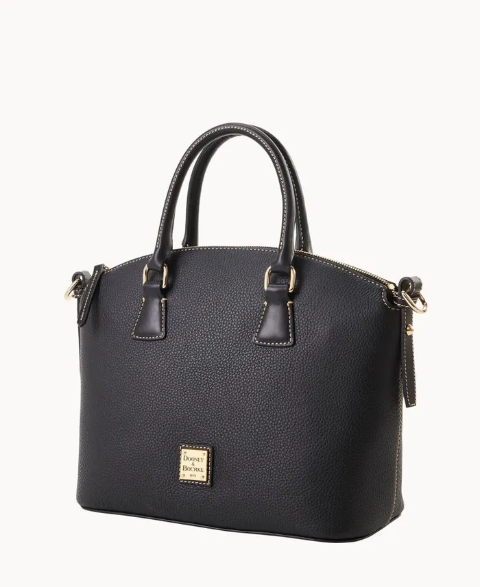Dooney and Bourke Pebble Grain Domed Satchel Black Black WomenMen Satchels