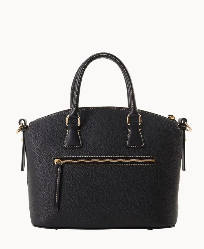 Dooney and Bourke Pebble Grain Domed Satchel Black Black WomenMen Satchels