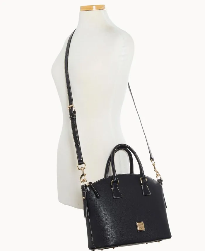 Dooney and Bourke Pebble Grain Domed Satchel Black Black WomenMen Satchels