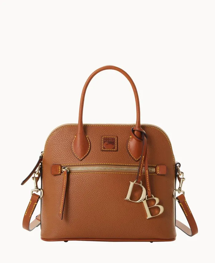 Dooney and Bourke Pebble Grain Domed Satchel Caramel WomenMen Satchels