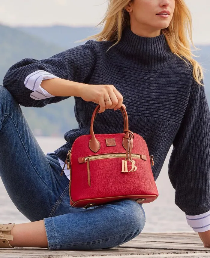 Dooney and Bourke Pebble Grain Domed Satchel Caramel WomenMen Satchels