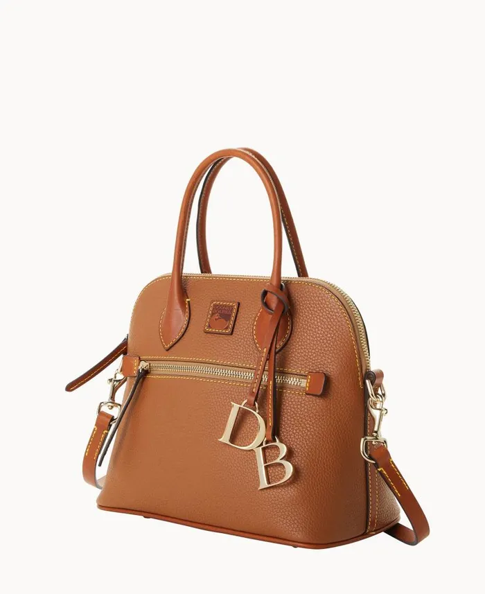 Dooney and Bourke Pebble Grain Domed Satchel Caramel WomenMen Satchels