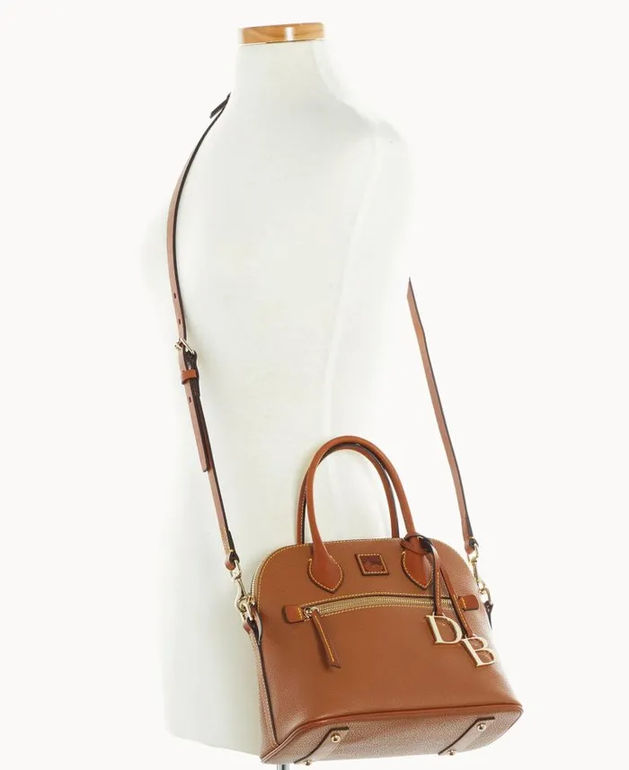 Dooney and Bourke Pebble Grain Domed Satchel Caramel WomenMen Satchels