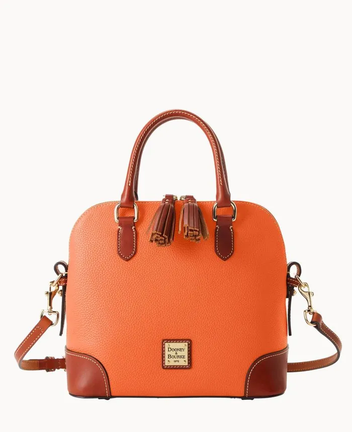 Dooney and Bourke Pebble Grain Domed Satchel Coral WomenMen Satchels
