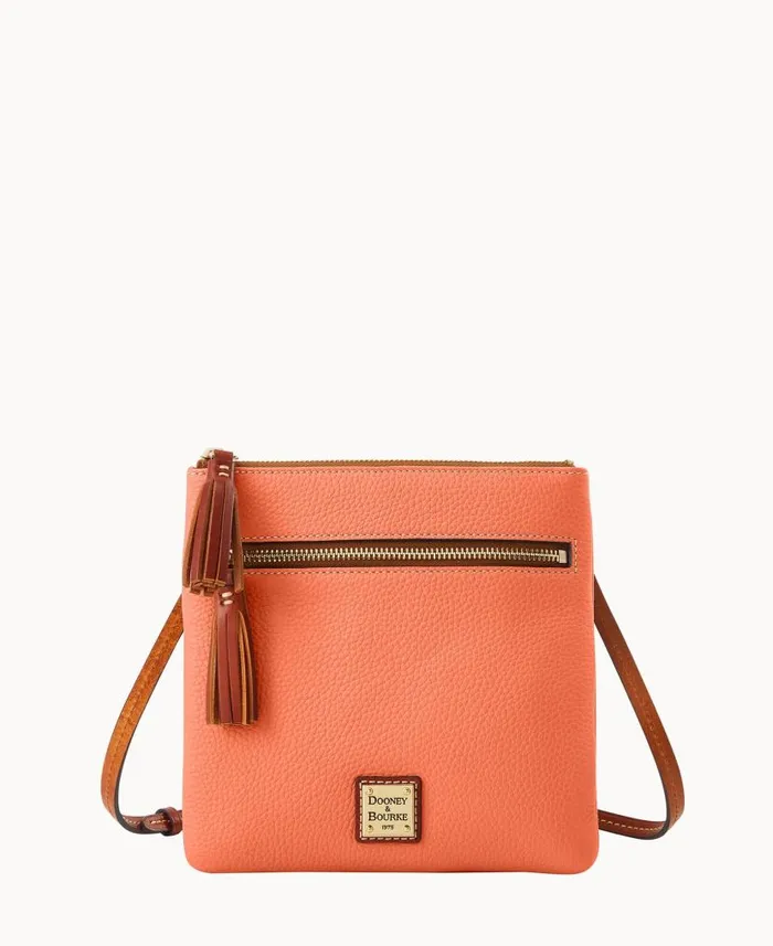 Dooney and Bourke Pebble Grain Double Zip Tassel Crossbody Coral WomenMen Crossbodies Dooney and Bourke Pebble Grain Double Zip Tassel Crossbody Coral WomenMen Crossbodies