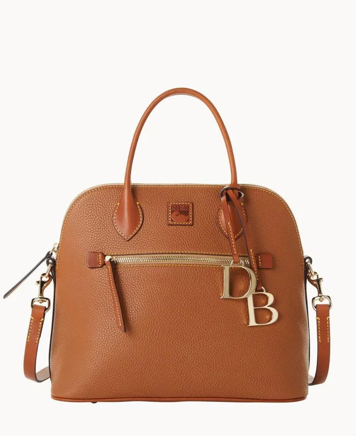 Dooney and Bourke Pebble Grain Large Domed Satchel Caramel WomenMen Satchels