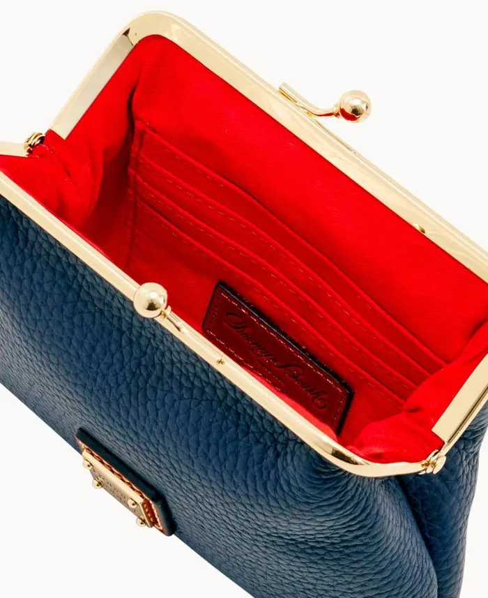 Dooney and Bourke Pebble Grain Large Frame Purse Midnight Blue WomenMen Wallets Dooney and Bourke Pebble Grain Large Frame Purse Midnight Blue WomenMen Wallets