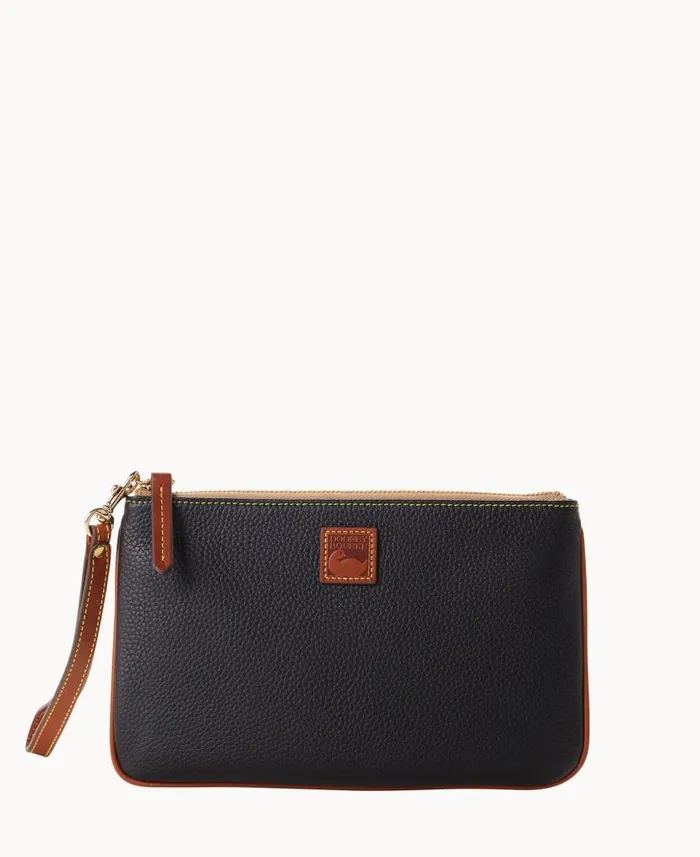 Dooney and Bourke Pebble Grain Large Wristlet Black WomenMen Wallets