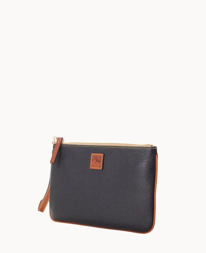 Dooney and Bourke Pebble Grain Large Wristlet Black WomenMen Wallets