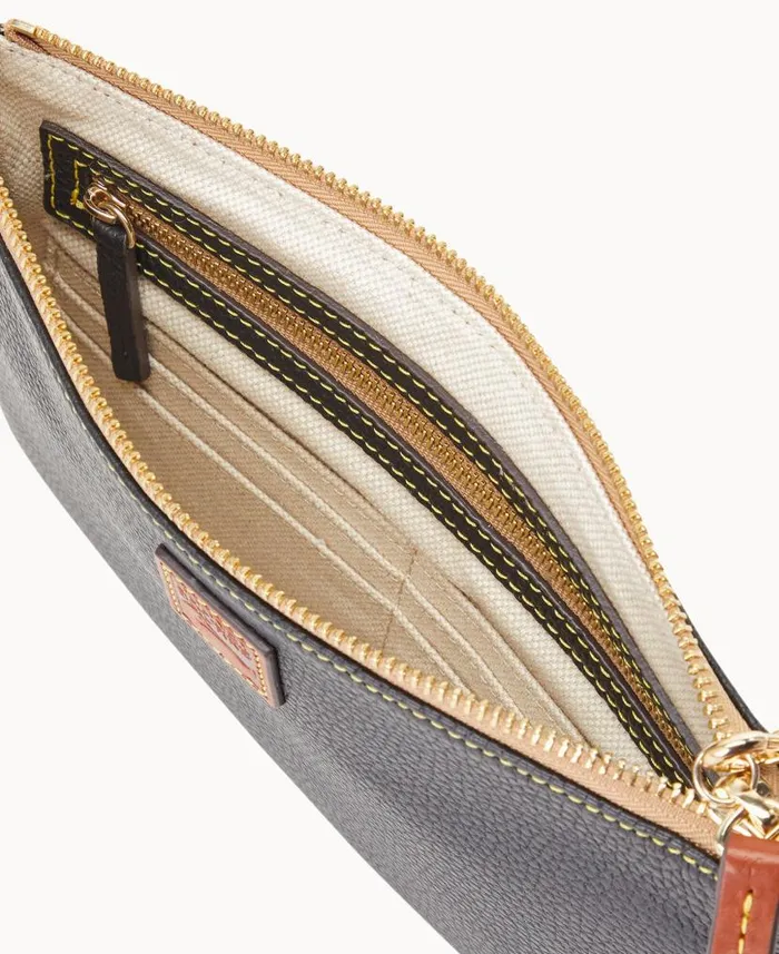 Dooney and Bourke Pebble Grain Large Wristlet Black WomenMen Wallets