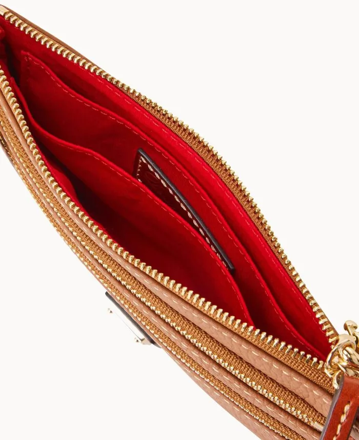 Dooney and Bourke Pebble Grain Triple Zip Wristlet Caramel WomenMen Wallets
