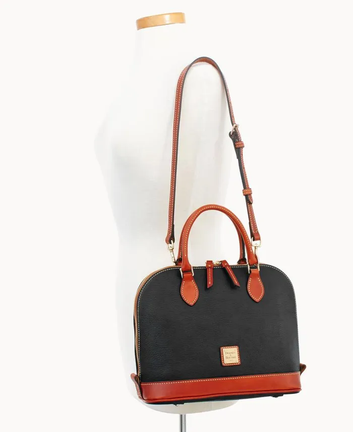 Dooney and Bourke Pebble Grain Zip Zip Satchel Black WomenMen Satchels