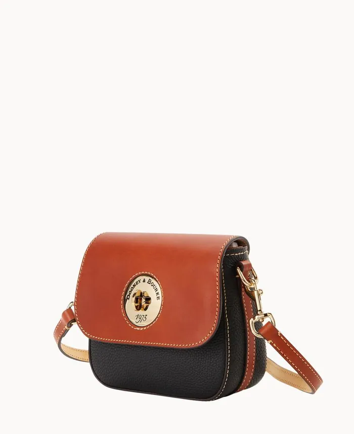 Dooney and Bourke Pebble Turnlock Flap Saddle Black WomenMen Crossbodies