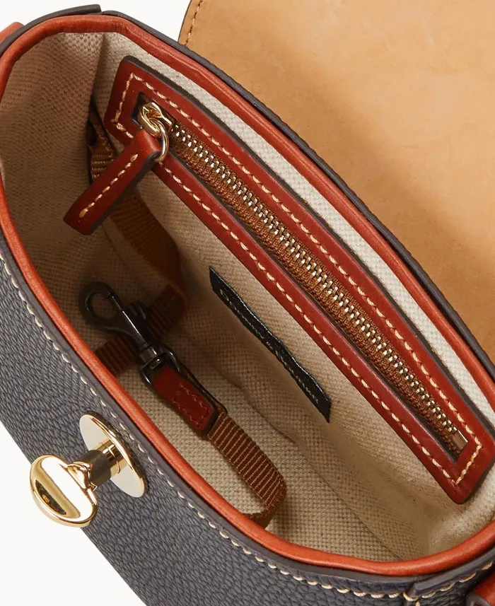 Dooney and Bourke Pebble Turnlock Flap Saddle Black WomenMen Crossbodies