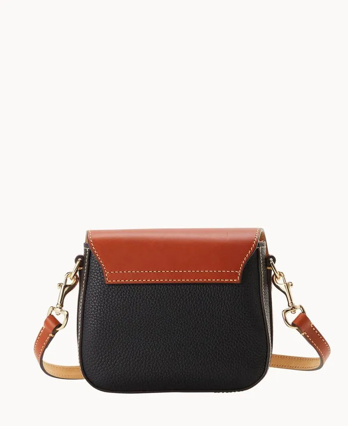 Dooney and Bourke Pebble Turnlock Flap Saddle Black WomenMen Crossbodies