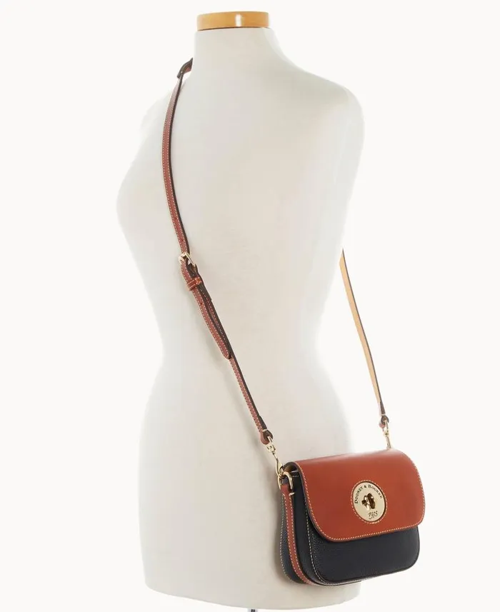 Dooney and Bourke Pebble Turnlock Flap Saddle Black WomenMen Crossbodies