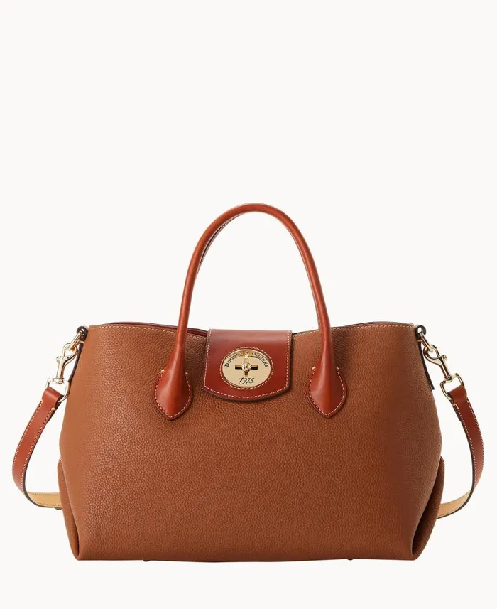 Dooney and Bourke Pebble Turnlock Handle Tote 30 Caramel WomenMen Totes