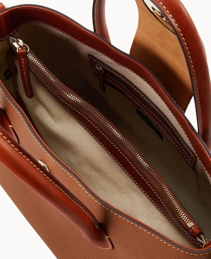 Dooney and Bourke Pebble Turnlock Handle Tote 30 Caramel WomenMen Totes