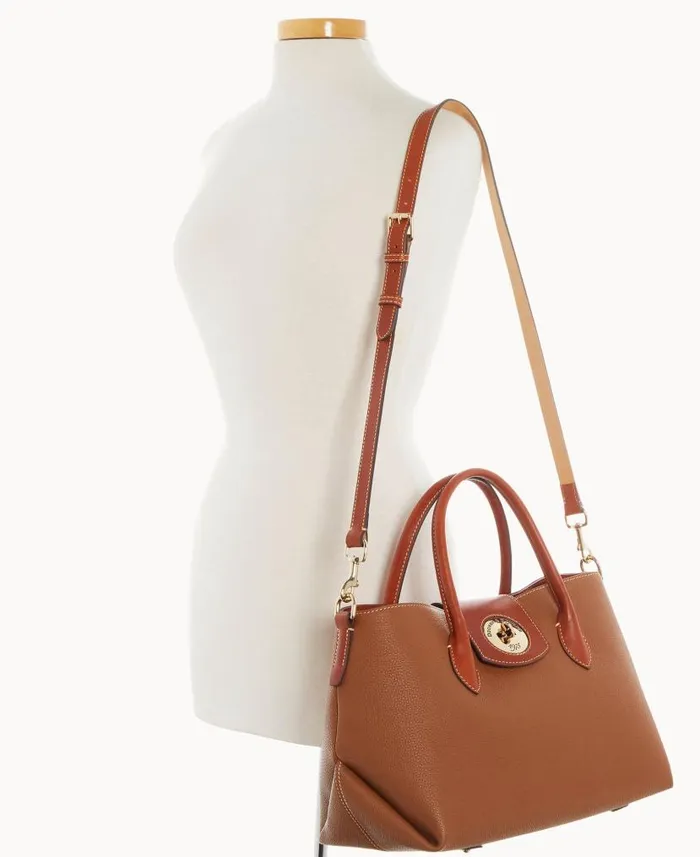 Dooney and Bourke Pebble Turnlock Handle Tote 30 Caramel WomenMen Totes