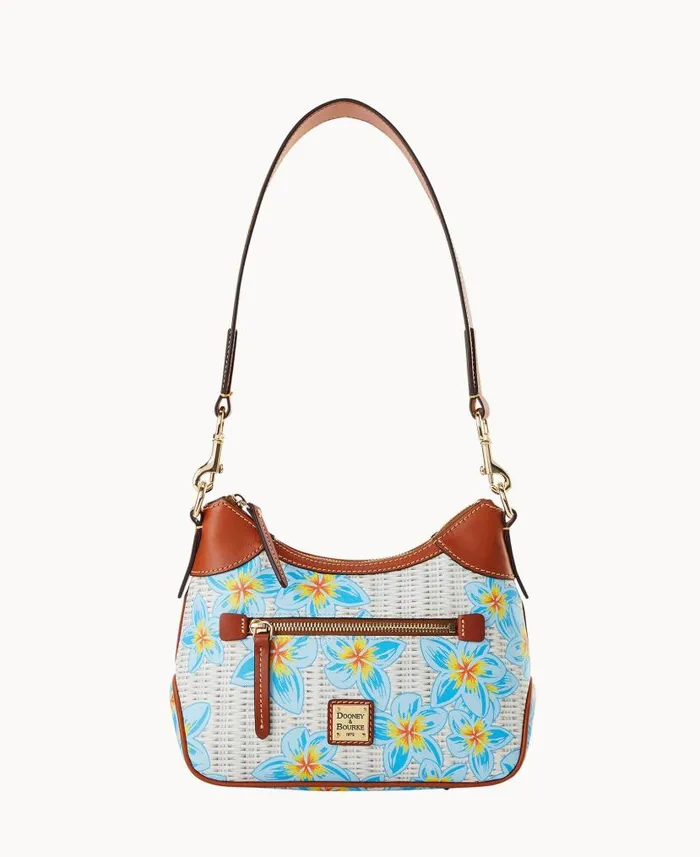 Dooney and Bourke Plumeria Small Hobo Sky Blue White WomenMen Shoulder Bags