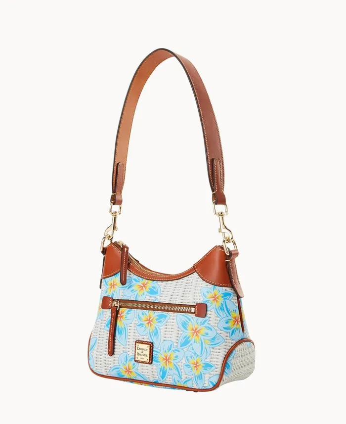 Dooney and Bourke Plumeria Small Hobo Sky Blue White WomenMen Shoulder Bags