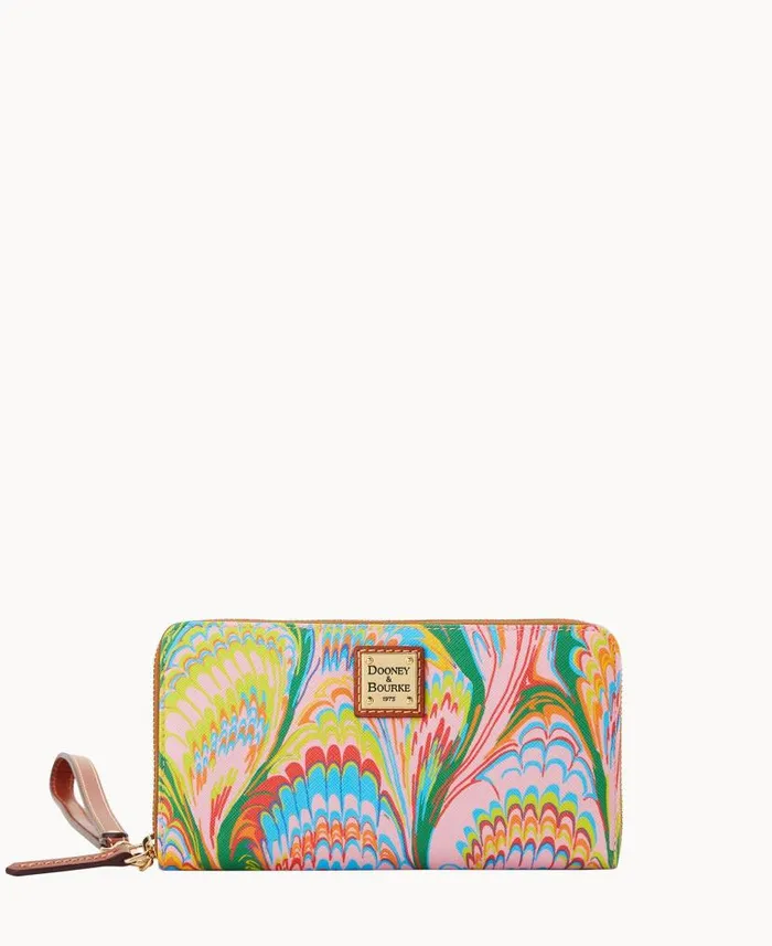 Dooney and Bourke Plumes Large Zip Around Wristlet Pink WomenMen Wallets
