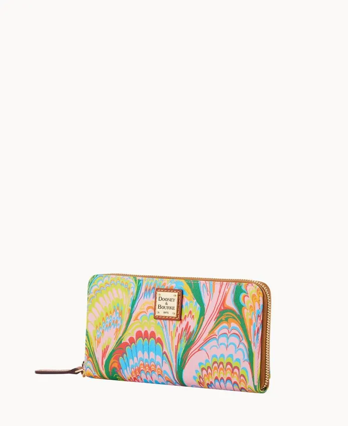 Dooney and Bourke Plumes Large Zip Around Wristlet Pink WomenMen Wallets