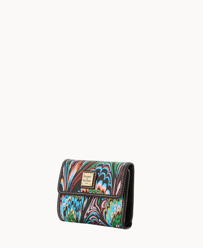 Dooney and Bourke Plumes Small Flap Wallet Black WomenMen Wallets
